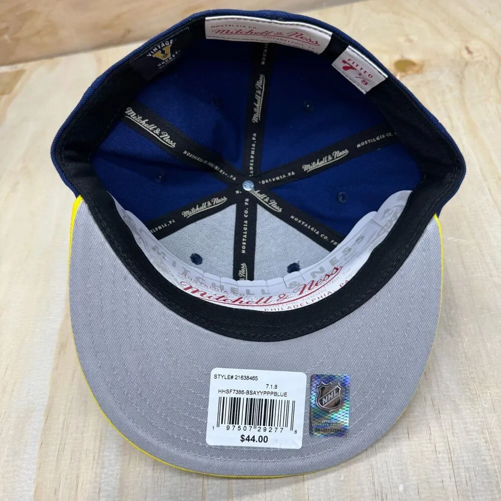 NEW Buffalo Sabres Mitchell Ness Liberty Fitted Cap Hat 2 Tone Sz 7 1/8